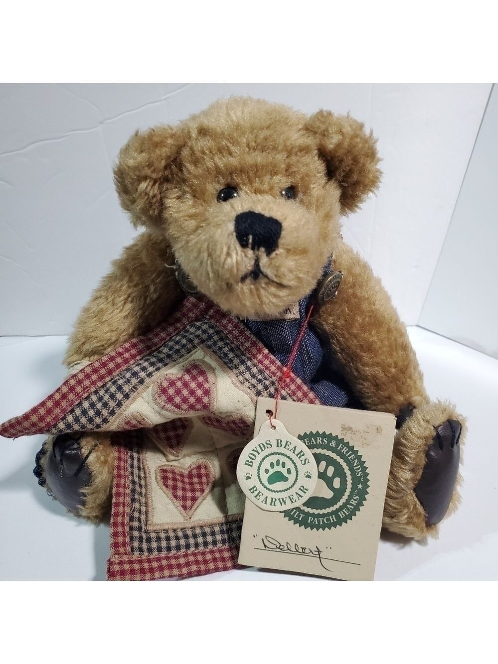 Vtg Boyd's Bears Delbert Quilt patch Bear 10" tags attached